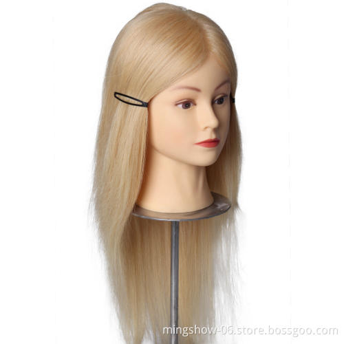 Realistic mannequin head with human hair for training, women hair mannequin head